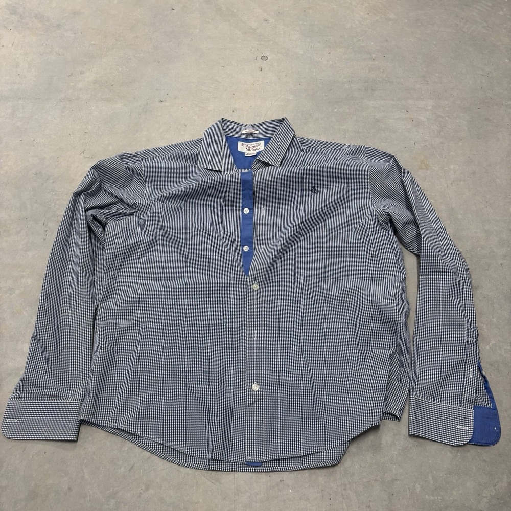 Original Penguin Plaid Dress Shirt Classic Fit Mens XL Blue